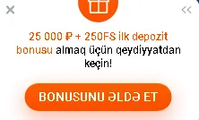 Qeydiyyatdan sonra bonusların alınması