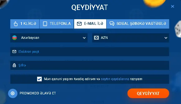 MostBet mobil proqramında qeydiyyat