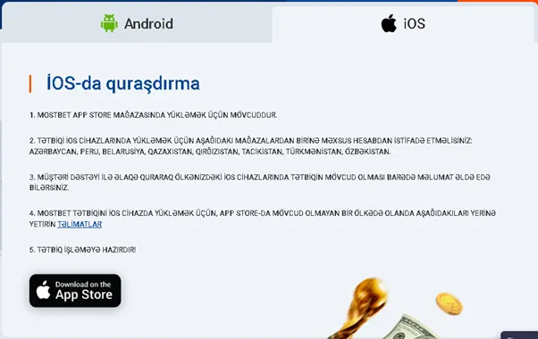 iOS üçün MostBet proqramı